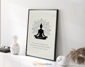 Your Mind Is A Powerful Thing Wall Art Breathe Mindfulness Meditation Print Zen Yoga Decor - PG31