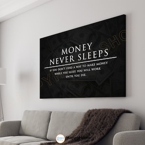 Money Never Sleeps Wall Art Warren Buffett Quote Lesson Wolf Of Wall Street Investing Rule Print Home Art Office Decor -P749