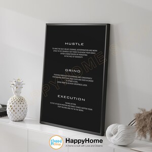 Hustle Grind Execution Definition Motivational Poster Wall Decor ...