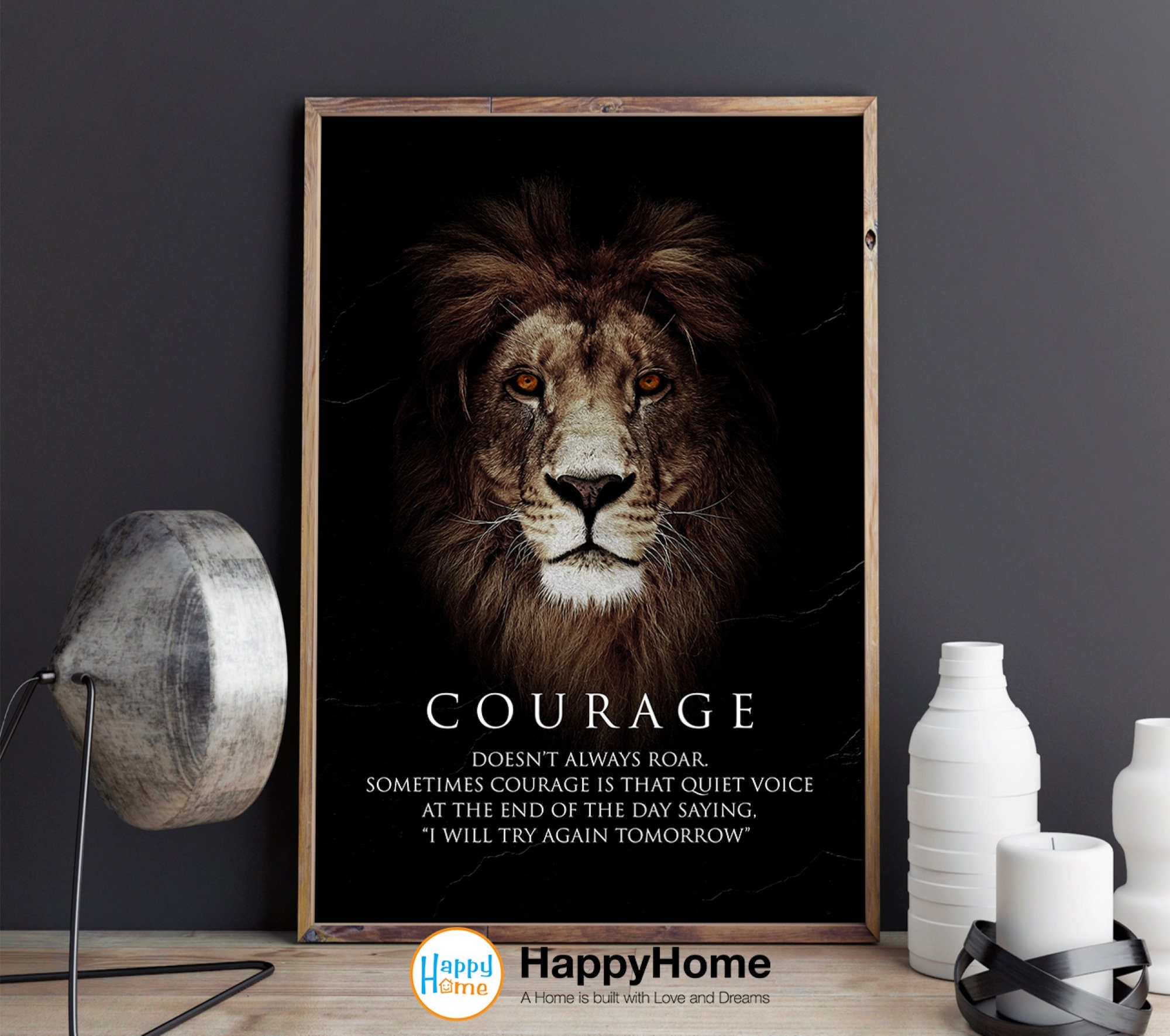 Motivation Poster Of A Lone Lion Wall Art Canvas Unframed/Framed | Australia