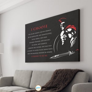 Spartan Poster Motivational Inspiration Quotes Poster I Choose To Be Me | Spartan Warrior Wall Art | Motivational Quotes Print Wall Decor