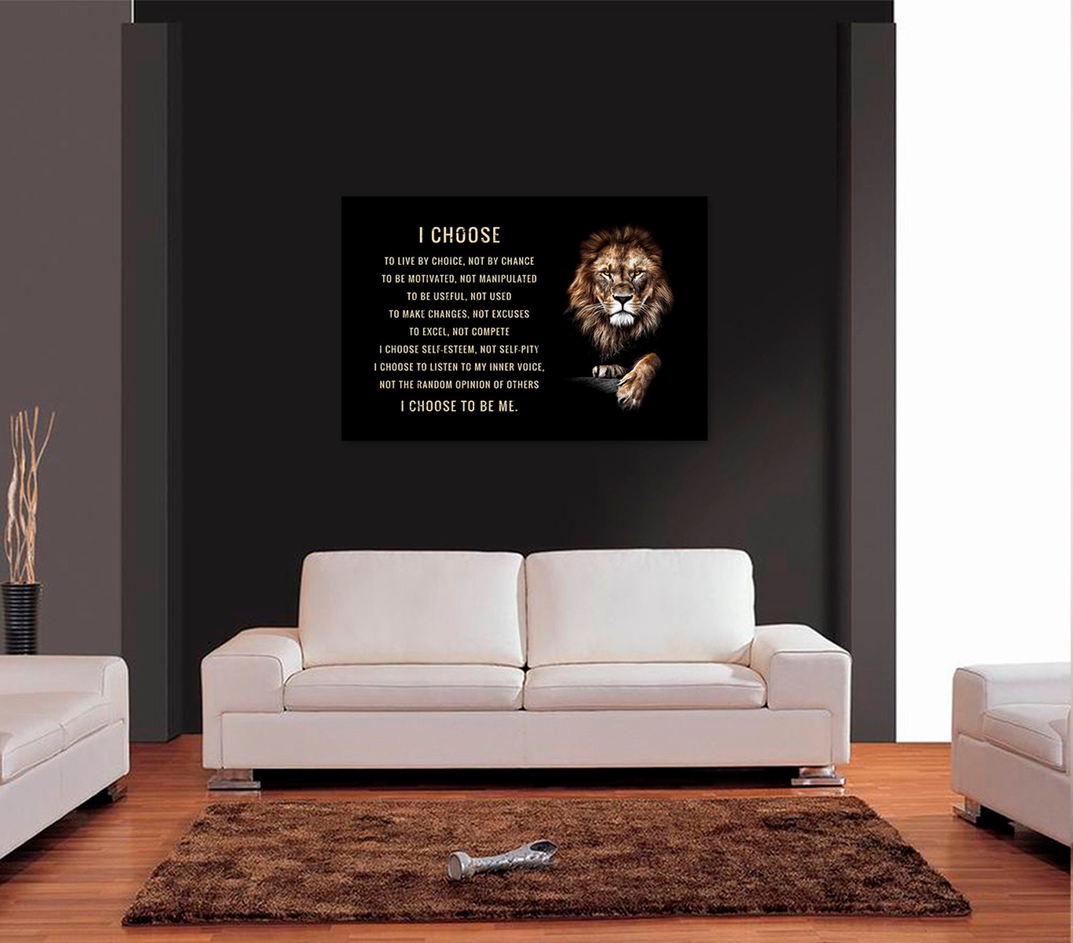 Lion Poster Motivational Inspiration Quotes Wall Art - I Choose to Be ...