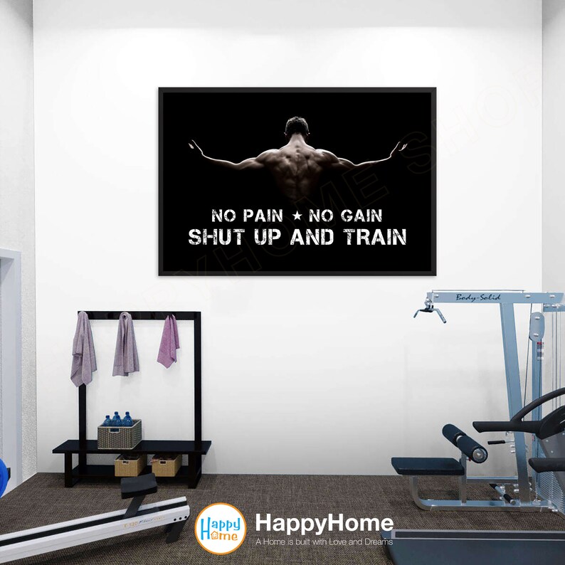 No Pain No Gain Wall Art Workout Room Decor Gym Poster Fitness Sign ...