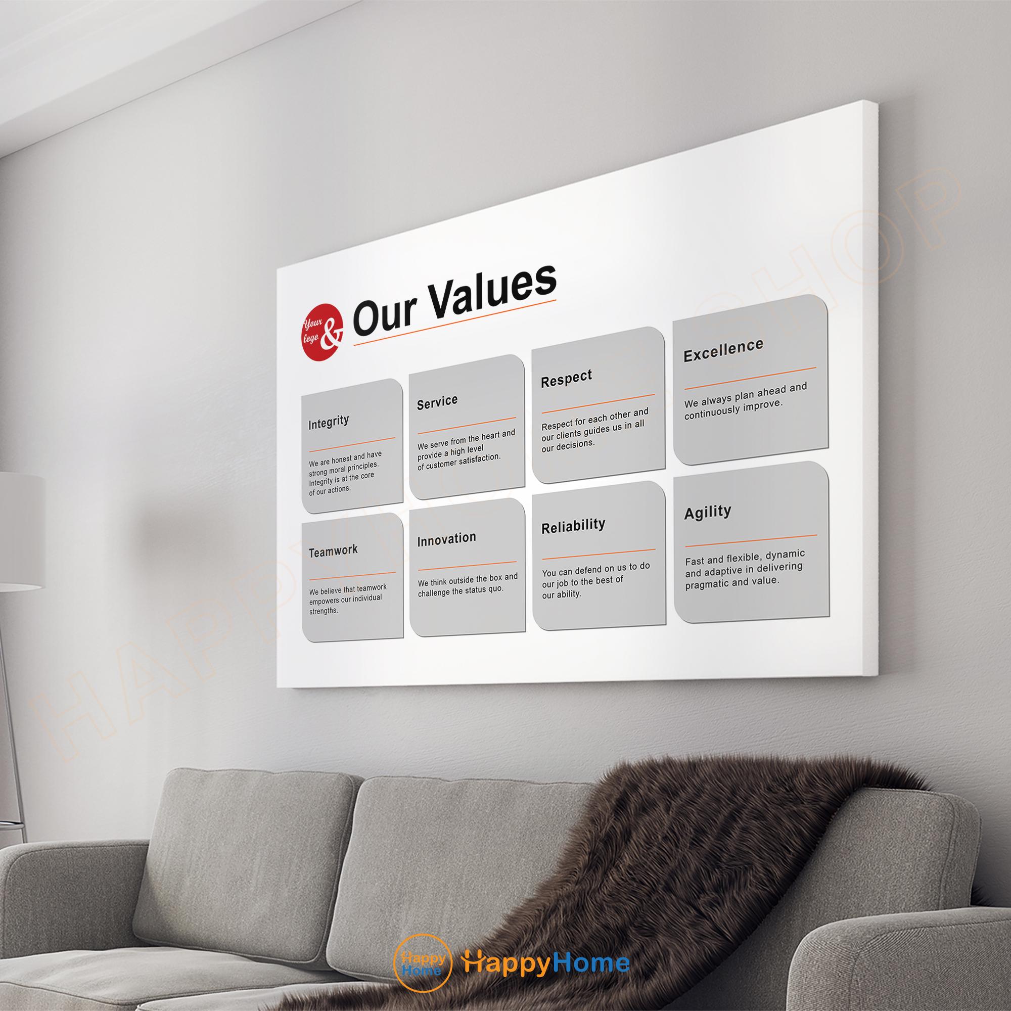 Personalized Company Core Values Wall Art Custom Business Our Values ...