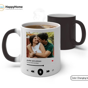 Personalized Coffee Mug Anniversary Gifts for Wife Custom Photo Music Player Color Changing Mug Gift for Wife Mug Birthday Gift Idea