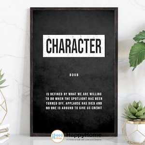 Character Definition Motivational Wall Art | Inspirational Wall Art Entrepreneur Quote Poster Home Art Office Decor Canvas Modern Art