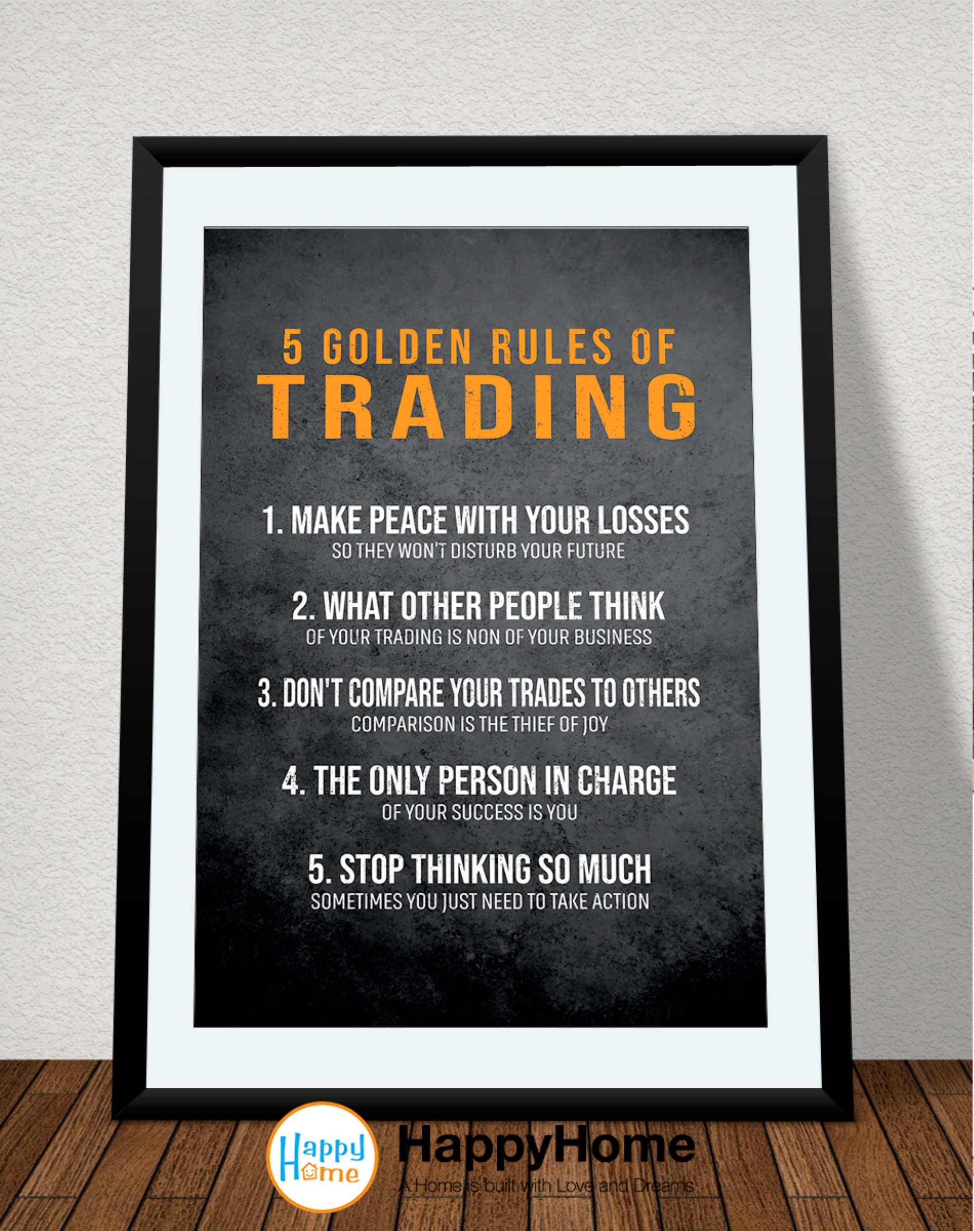 AR Creative A Trader - Trading Motivational Quote Framed Wall Poster