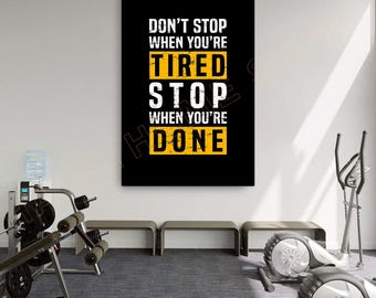 Gym Quote Wall Art Don't Stop When You're Tired Room Decor Gym Poster Fitness Sign Prints Art Gym Motivational Quotes Decor Modern Art -PC21