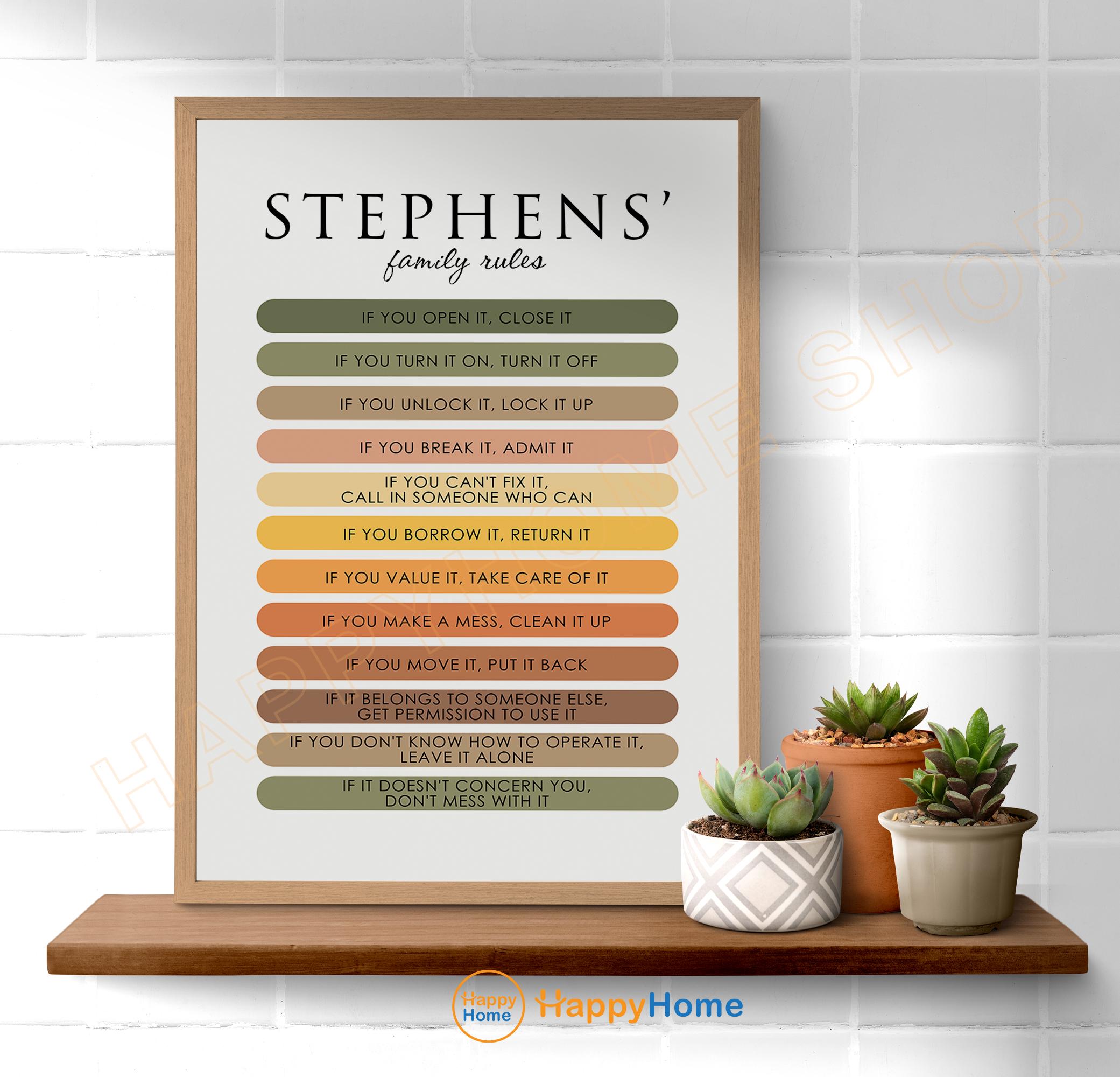 Personalized Family Rules Sign Custom Our Family Rules Personalized ...