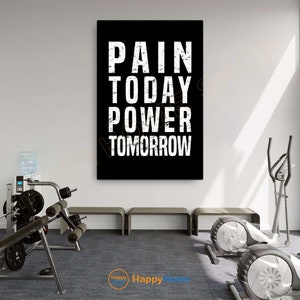 Pain Today Power Tomorrow Wall Art Workout Room Decor Gym Poster Fitness Sign Prints Art Gym Motivational Quotes Canvas Decor -P874