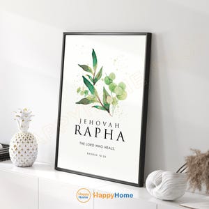 Hebrew The Name of God Wall Art Jehovah Rapha The Lord Who Heals Sign Scripture Quote Print Christian Bible Art Poster Home Decor -PG515