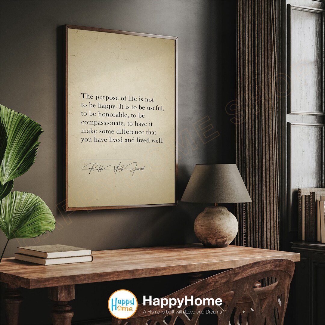 Ralph Waldo Emerson Quote Wall Art the Purpose of Life Literary Art ...