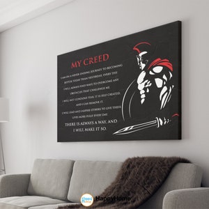 Spartan Poster Motivational Inspiration Quotes Poster My Creed | Spartan Warrior Wall Art | Motivational Quotes Print Wall Decor