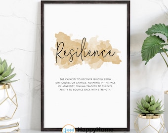 Resilience Definition Poster Motivational Wall Art | Inspirational Wall Art Resilience Quote Poster Home Art Office Decor Modern Canvas Art