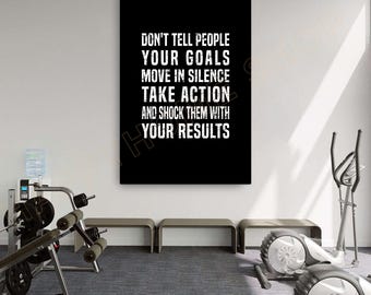Gym Quote Wall Art Room Decor Don't Tell People Your Goals Gym Poster Fitness Sign Prints Art Gym Motivational Quotes Decor Modern Art -PC30