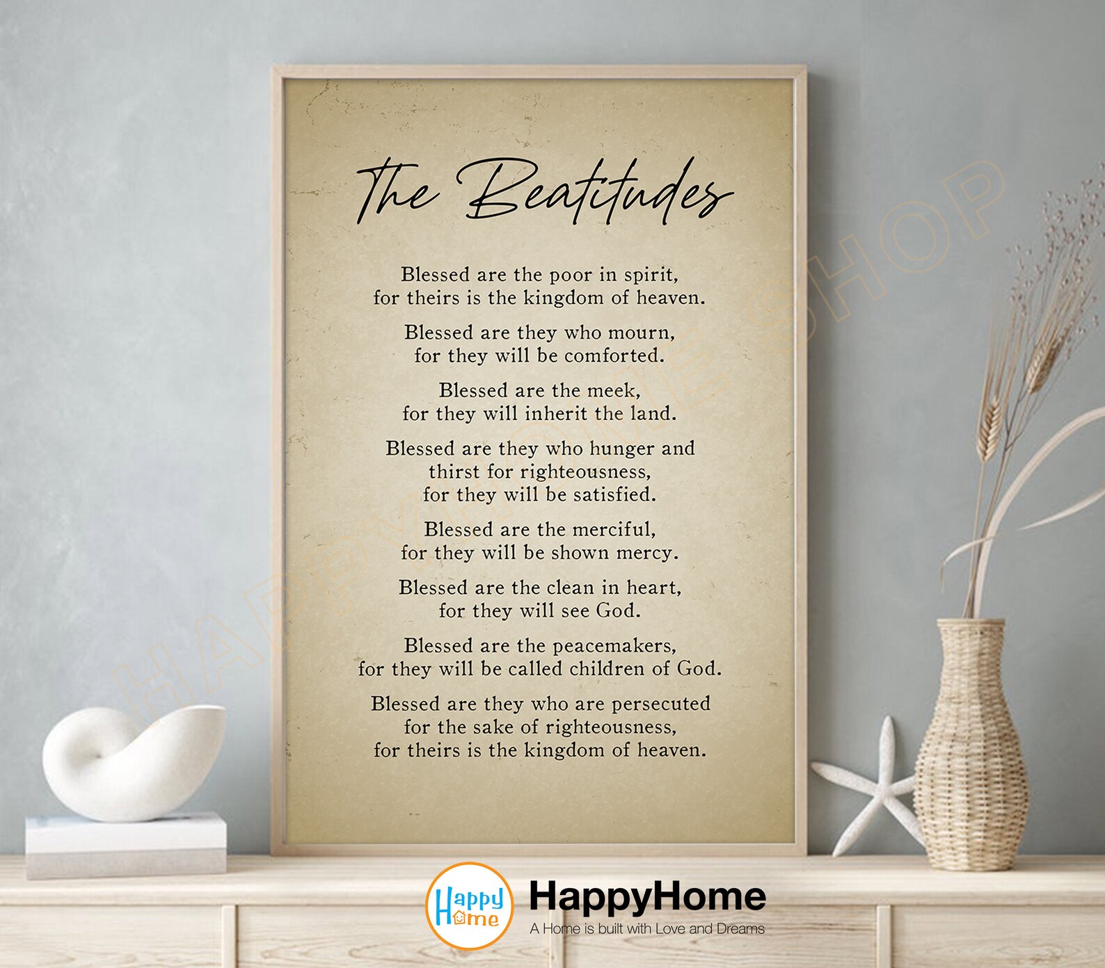 The Beatitudes Scripture Sign Bible Verse Wall Art Matthew 5:1-10 Verse ...