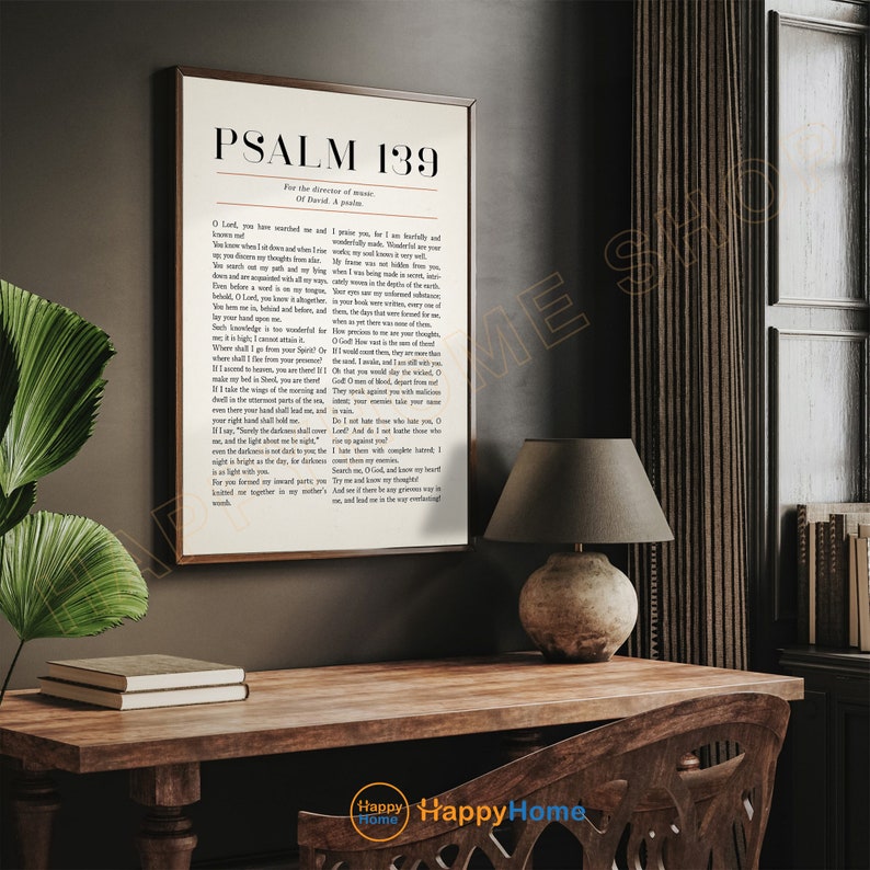 Psalm 139 Bible Verse Wall Art for the Director of Music Scripture ...