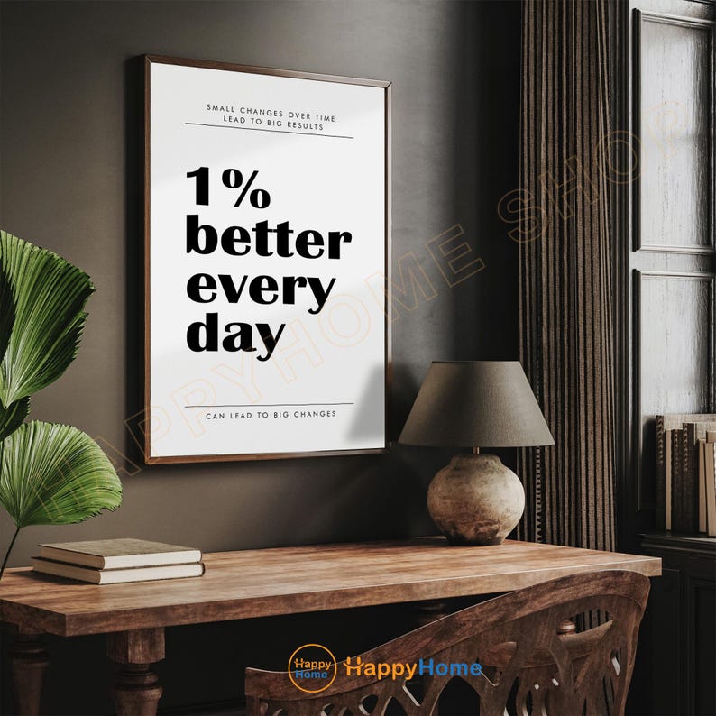 Motivational Wall Art 1% Better Every Day Inspirational Quotes Poster ...