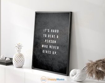 Een persoon die nooit opgeeft, is moeilijk te verslaan Muurkunst Motiverende citaten Inspirerende prints Home Art Office Decor-P808