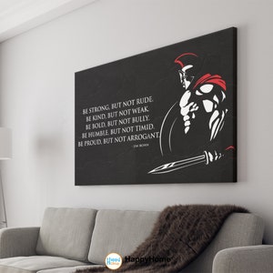 Spartan Poster Motivational Inspiration Quotes Be Strong | Spartan Warrior Wall Art | Motivational Quotes Print Wall Decor Canvas Print