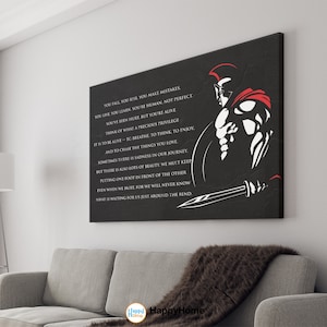Spartan Poster Motivational Inspiration Quotes You&#39;re Human Not Perfect | Spartan Warrior Wall Art | Motivational Quotes Print Wall Decor