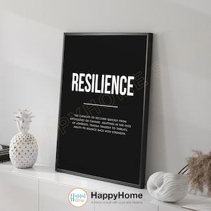 Resilience Definition Poster Motivational Wall Art | Inspirational Wall Art Resilience Quote Poster Home Art Office Decor Modern Art -P737