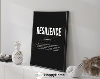 Resilience Definition Poster Motivational Wall Art | Inspirational Wall Art Resilience Quote Poster Home Art Office Decor Modern Art -P737