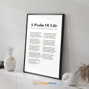 A Psalm Of Life Wall Art Henry Wadsworth Longfellow Poem Prints Literary Poster Poetry Literary Quote Book Page Art Wall Decor -P822