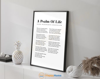 A Psalm Of Life Wall Art Henry Wadsworth Longfellow Poem Prints Literary Poster Poetry Literary Quote Book Page Art Wall Decor -P822