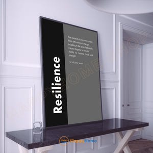 Resilience Definition Poster Motivational Wall Art | Inspirational Wall Art Entrepreneur Quotes Poster Office Decor Modern Canvas Art -PC03