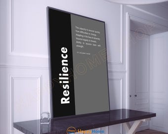 Póster de definición de resiliencia, arte mural motivacional/arte mural inspirador, póster con citas de emprendedores, decoración de oficina, arte moderno en lienzo -PC03