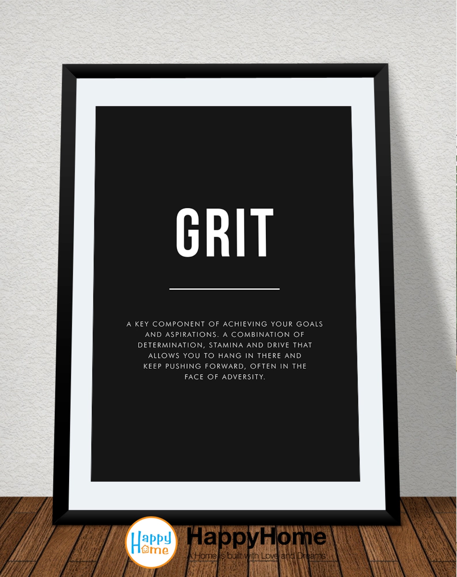 Grit Definition Poster Motivational Wall Art Inspirational Etsy