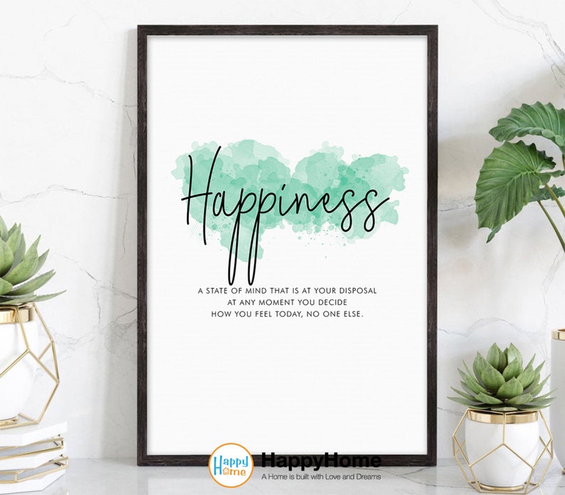 Happiness Definition Poster Motivational Wall Art | Inspirational Wall ...