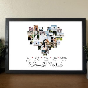 Personalized Anniversary Gift for Wife & Husband Custom Heart Photo Collage  Wall Art | Custom Year Anniversary Wall Decor Gift for Couple 2