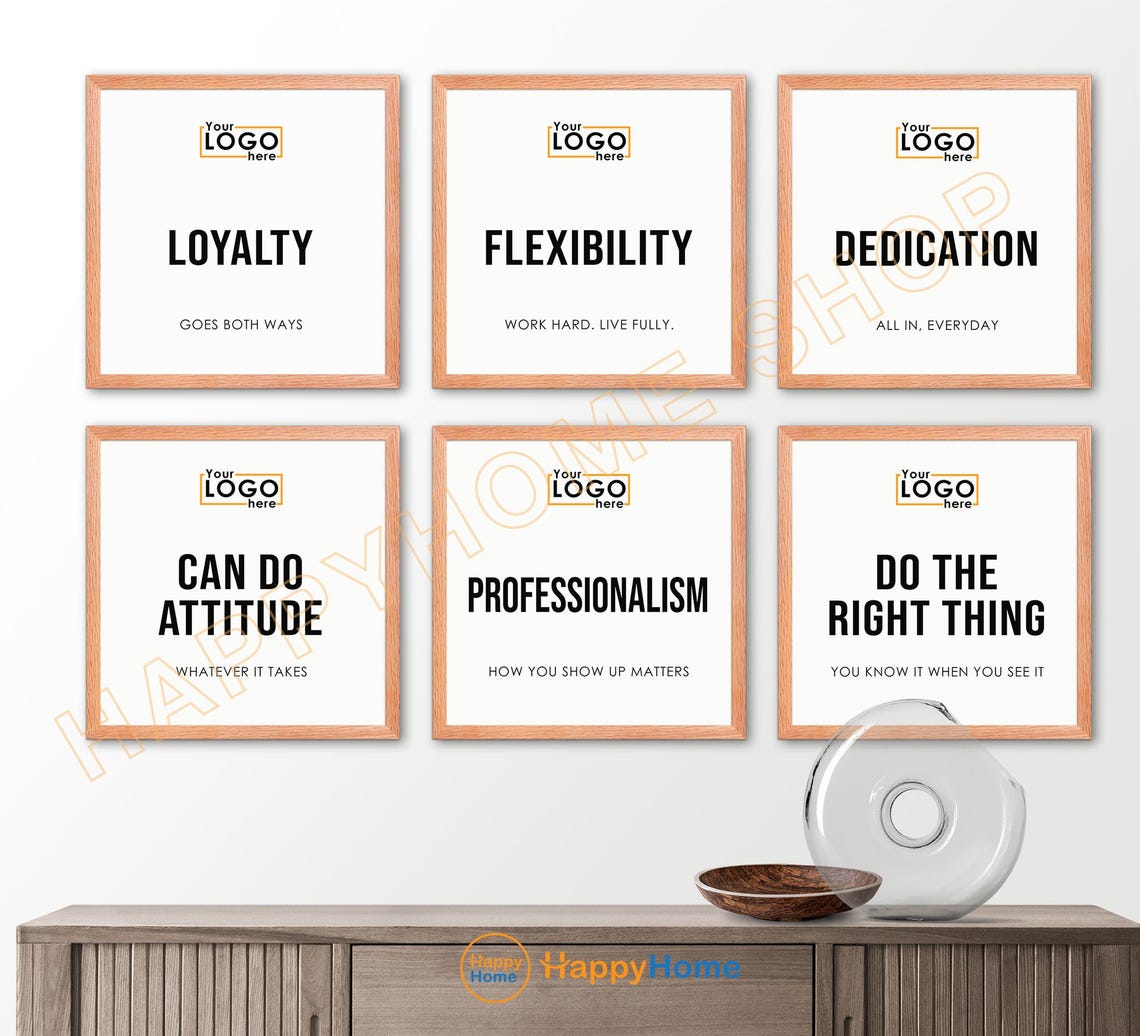 Personalized Company Values Wall Art Business Core Values Sign ...