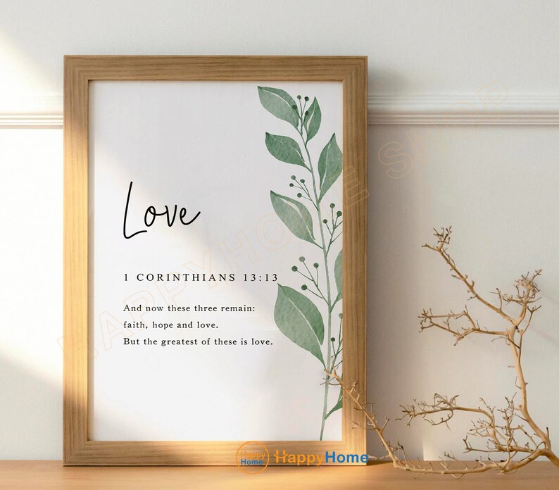 1 Corinthians 13:13 Love Wall Art Bible Verse Scripture Quote Prints ...