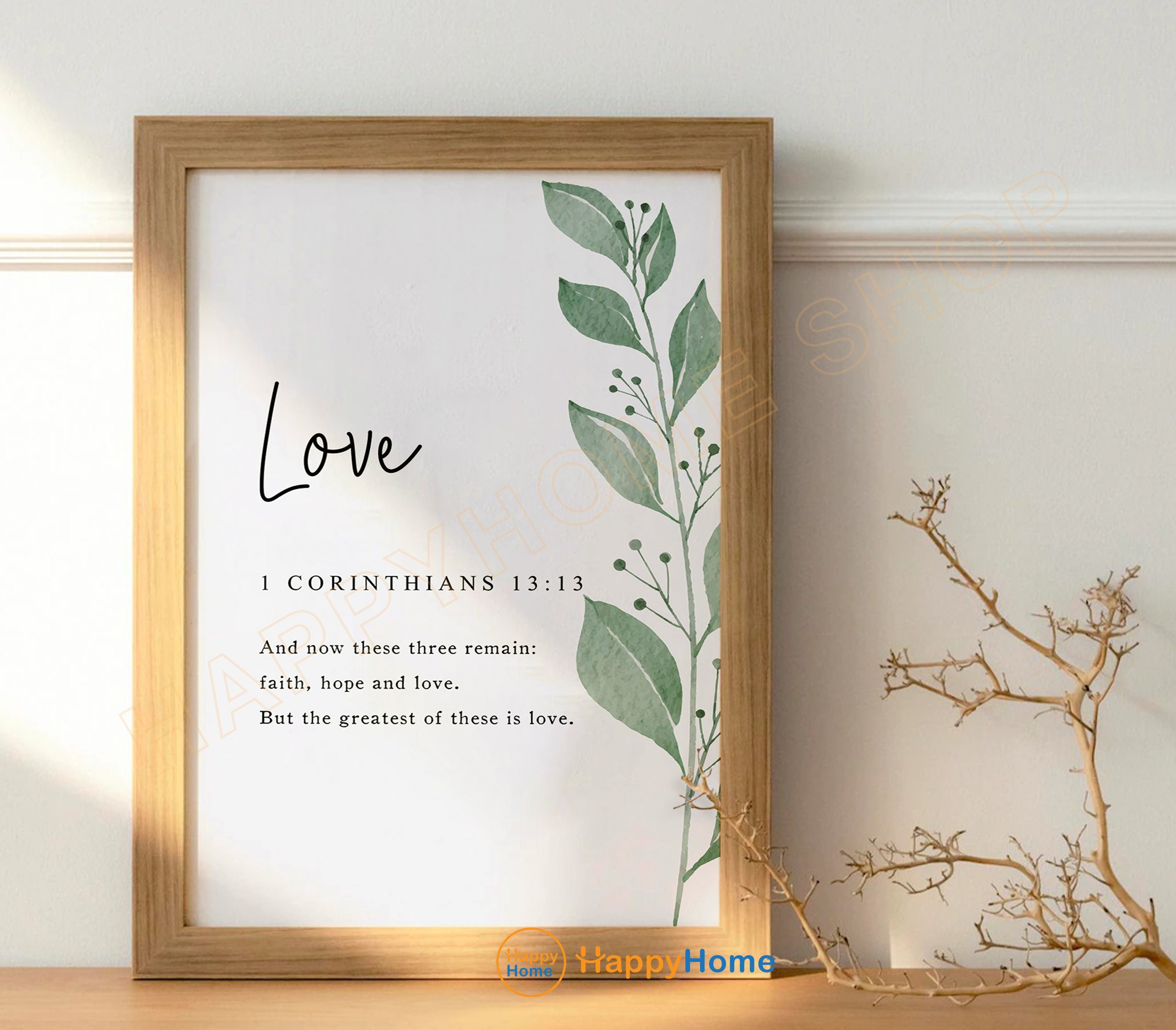 1 Corinthians 13:13 Love Wall Art Bible Verse Scripture Quote Prints ...