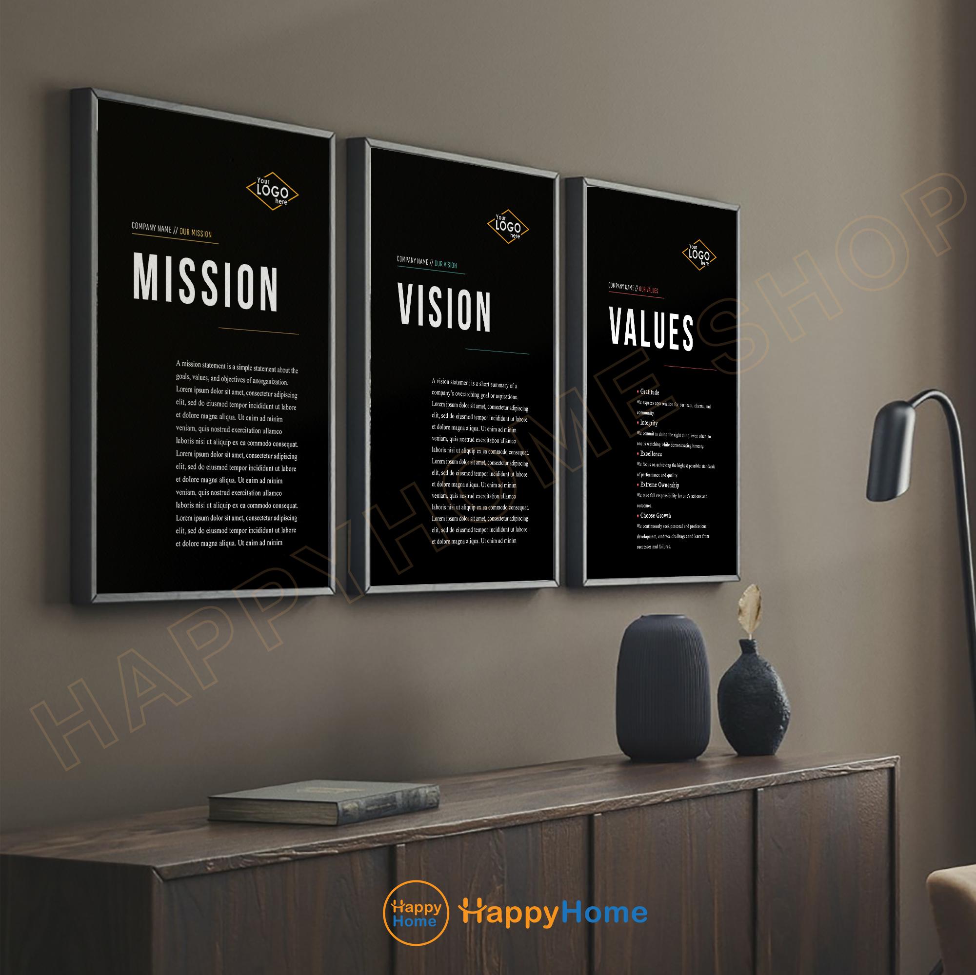Personalized Business Sign Our Values Vision Mission Statements Wall ...