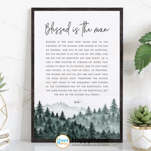 Psalm 1 ESV Blessed is the Man Bible Verse Wall Art Scripture Quote Prints | Christian Bible Wall Art Poster Home Art Office Decor -P586