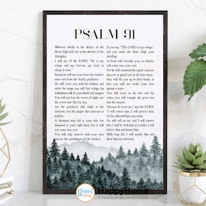 Psalm 91 NIV Bible Verse Wall Art He Who Dwells in the Shelter Scripture Quote Print | Christian Bible Art Poster Home Art Office Decor-P657