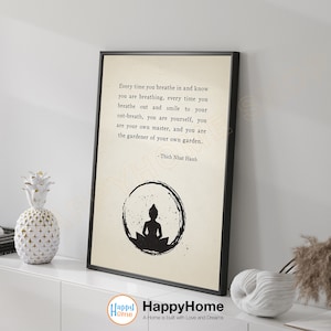 Thich Nhat Hanh Quote Wall Art  Every Time You Breathe Motivational Quote Spiritual Wall Decor Meditation Artwork Home Decor -P652