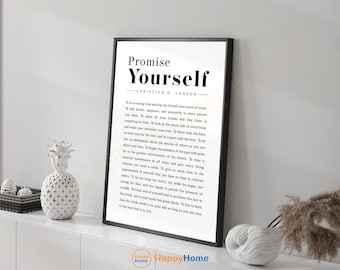 Promise Yourself Wall Art Christian D. Larson Quotes Motivational Print Inspirational Home Art Office Decor - P817