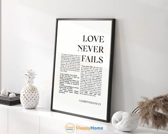 1 Corinzi 13 Versetto della Bibbia Wall Art L'amore non viene mai meno Citazione della Scrittura Stampa Poster d'arte biblica cristiana Decorazione per la casa - PE33