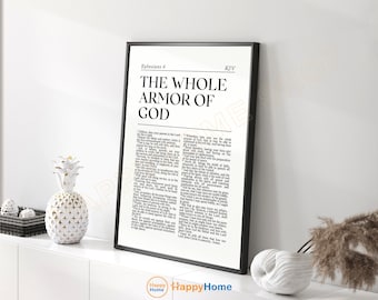 Efezjan 6 Biblijny werset ścienny Sztuka Cała zbroja Boża Pismo Święte Znak Druki Chrześcijańska Biblia Sztuka Ścienna Plakat Sztuka Domowa Dekoracja Biura -PD49