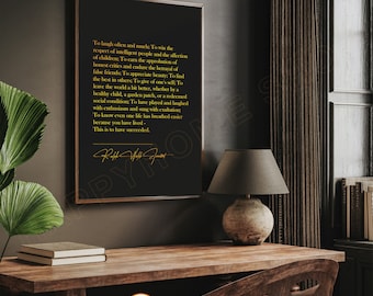Ralph Waldo Emerson Quote What is Success Motivational Poster Inspirational Print Art | Motivational Quotes Home Art Office Decor -P517