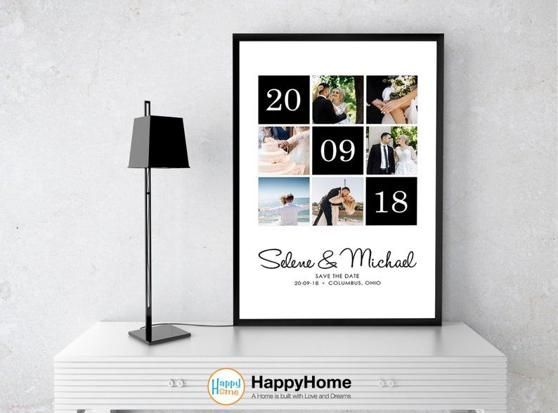 Personalized Anniversary Wall Art Custom Photo Collage Print Etsy