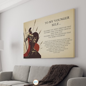 Spartan Warrior Poster Motivational Inspiration Quotes To My Younger Self | Spartan Warrior Wall Art Decor | Motivational Quotes Print
