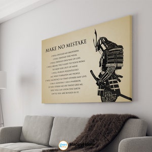 Samurai Wandkunst Make No Mistake Motivationszitate Inspiration Print Art Office Decor Wanddekor Samurai Krieger Moderne Kunst-P620