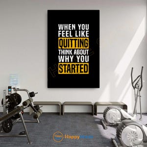 Quando você sentir vontade de desistir, pense sobre o motivo pelo qual começou Arte de parede Cartaz de academia Arte de placa de fitness Decoração de sala de ginástica Motivacional Arte moderna de academia-PC75