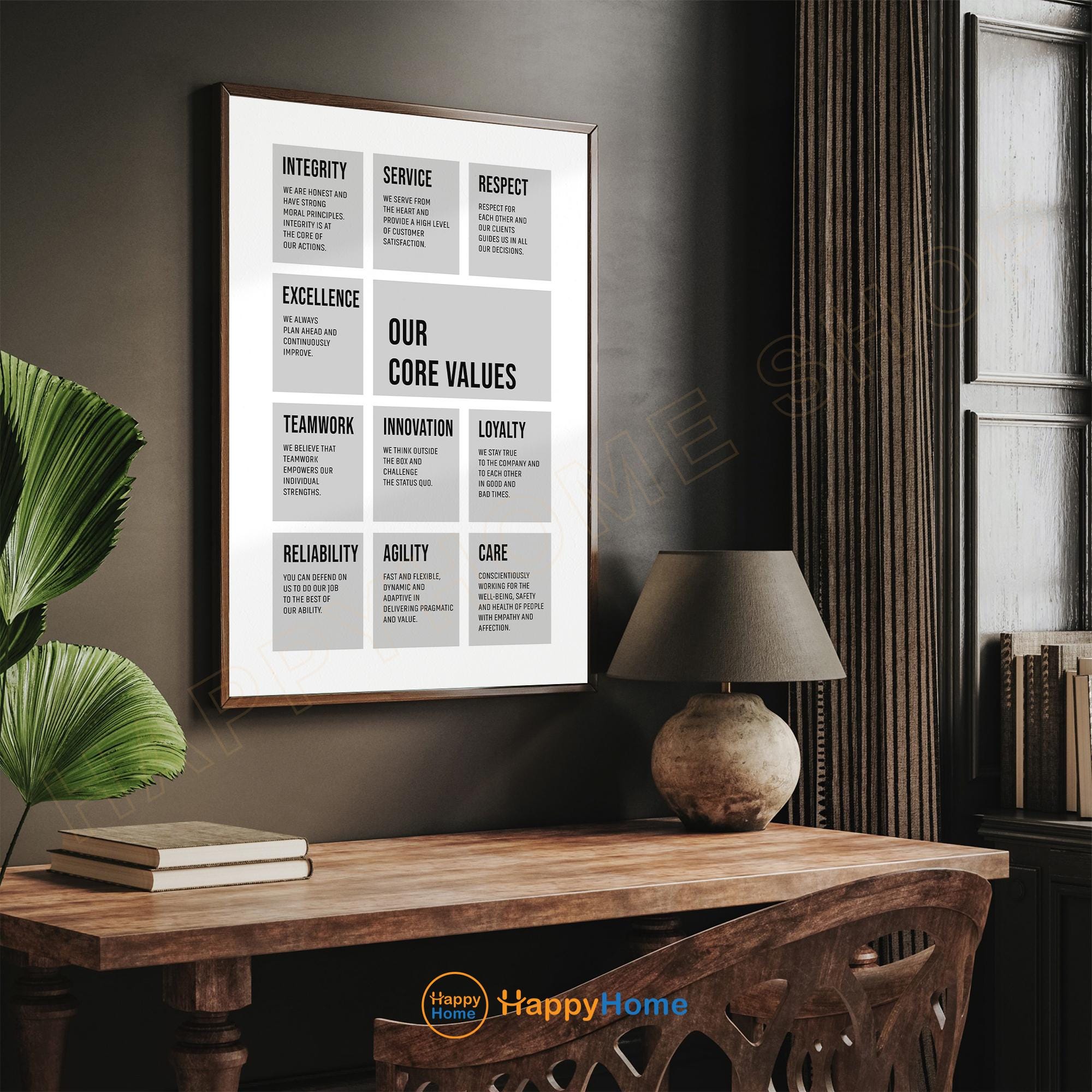 Personalized Company Core Values Wall Art Business Our Values Poster ...